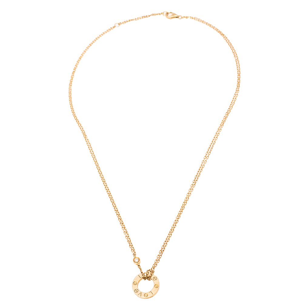 

Cartier Love Diamond & 18k Yellow Gold Double Chain Necklace