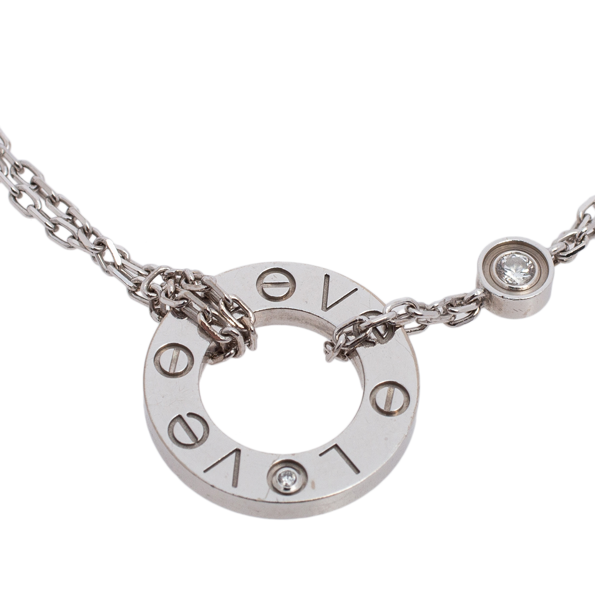 

Cartier Love 18K White Gold Diamond Double Chain Bracelet