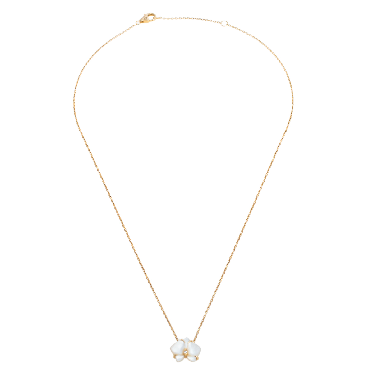 

Cartier Caresse D'orchidees par Cartier 18K Yellow Gold Diamond Mother of Pearl Pendant Necklace