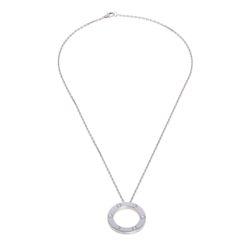 

Cartier Love 18K White Gold Circle Pendant Necklace