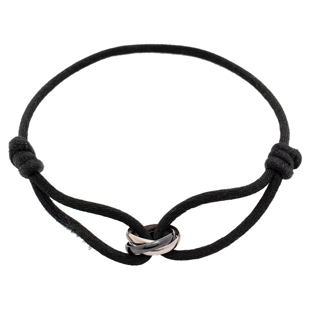 

Cartier Trinity De Cartier Black Ceramic 18k White Gold Adjustable Cord Bracelet