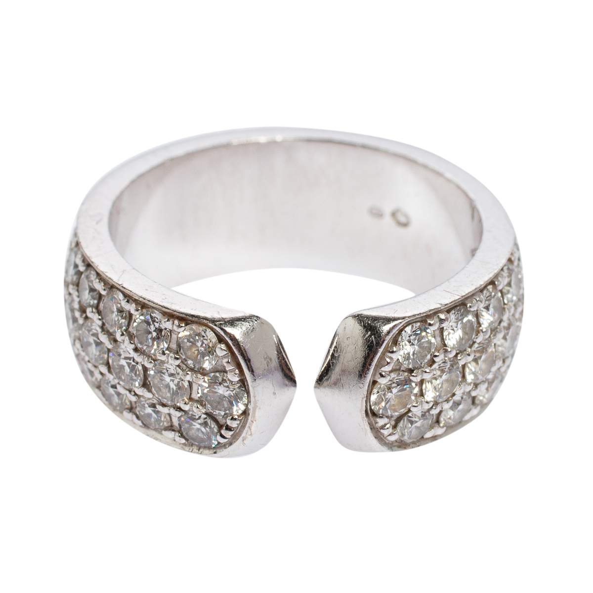 

Cartier 18k White Gold Double C Cartier Diamond Ring 51