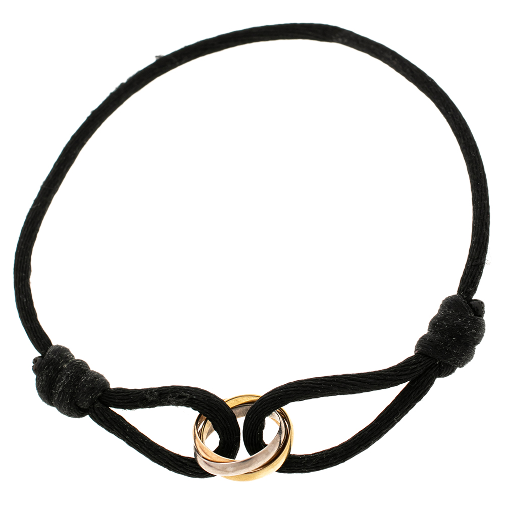 

Cartier Trinity de Cartier 18K Three Tone Gold Adjustable Black Cord Bracelet