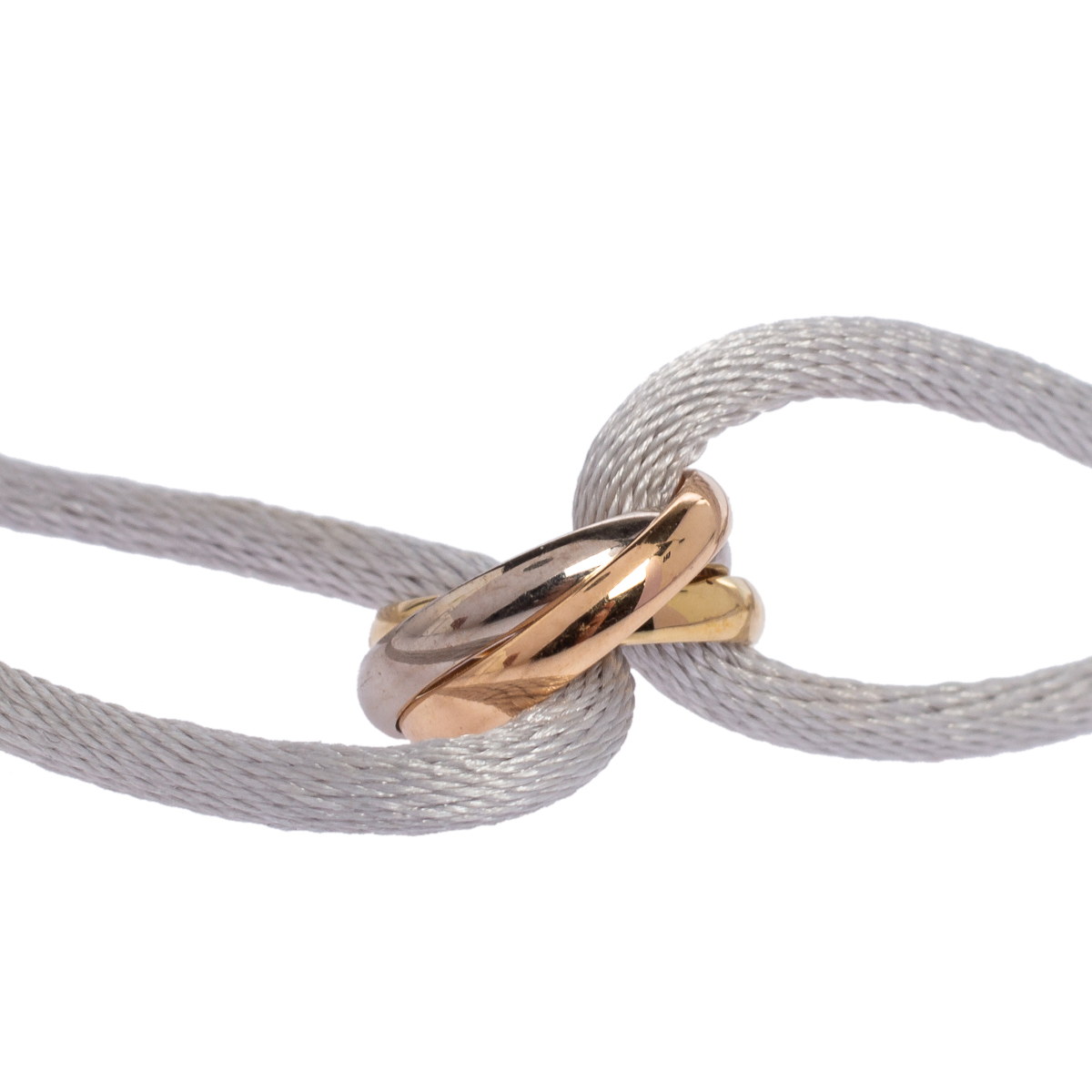 

Cartier Trinity de Cartier 18K Three Tone Gold Adjustable White Cord Bracelet