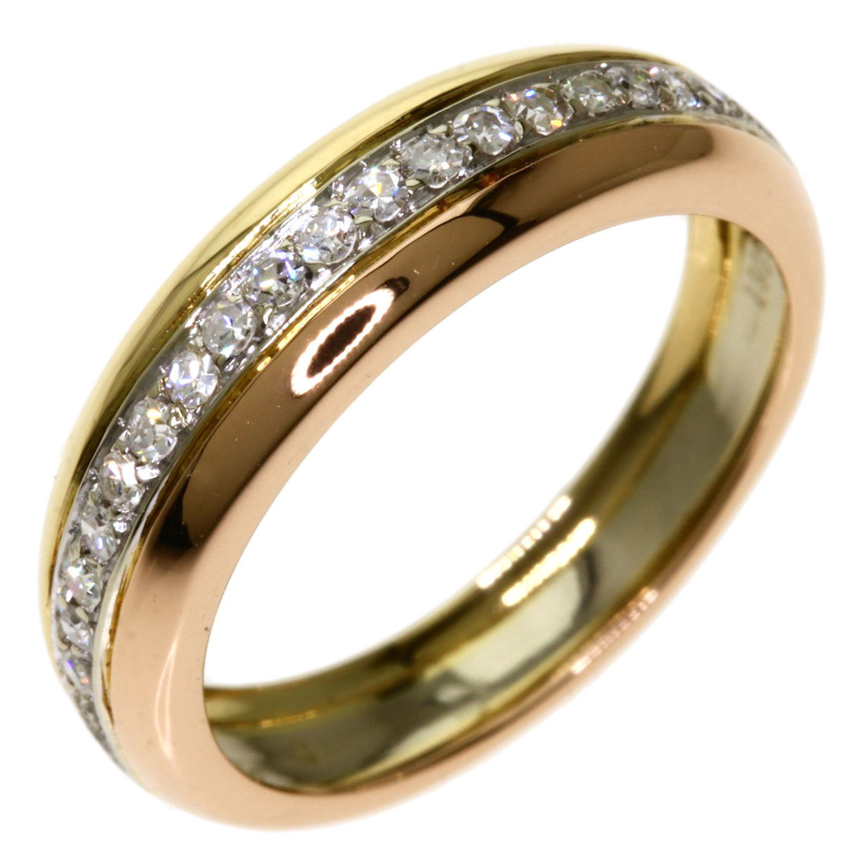 

Cartier Trinity 18K Yellow, Rose, White Gold Diamond Ring Size EU