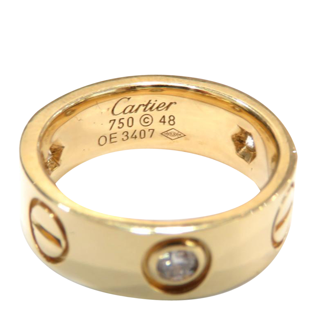 

Cartier Love 18K Yellow Gold Diamond Ring Size EU