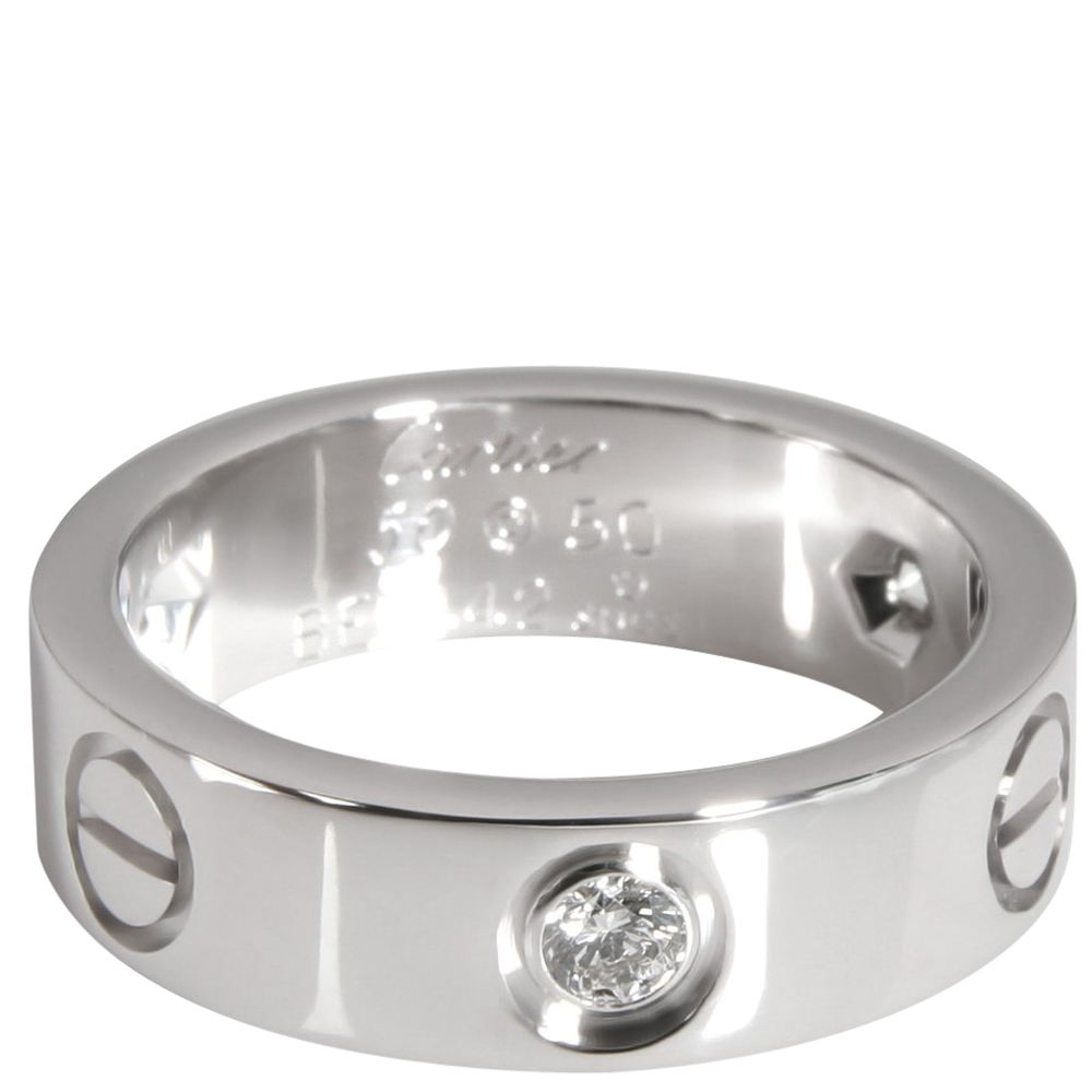 

Cartier Love 18K White Gold Diamond Ring Size EU