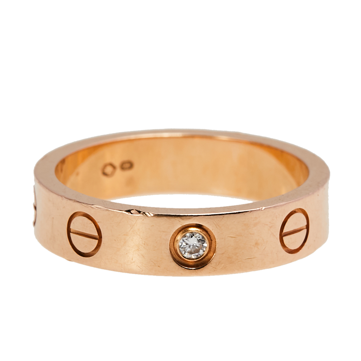 

Cartier Love Diamond 18k Rose Gold Band Ring Size