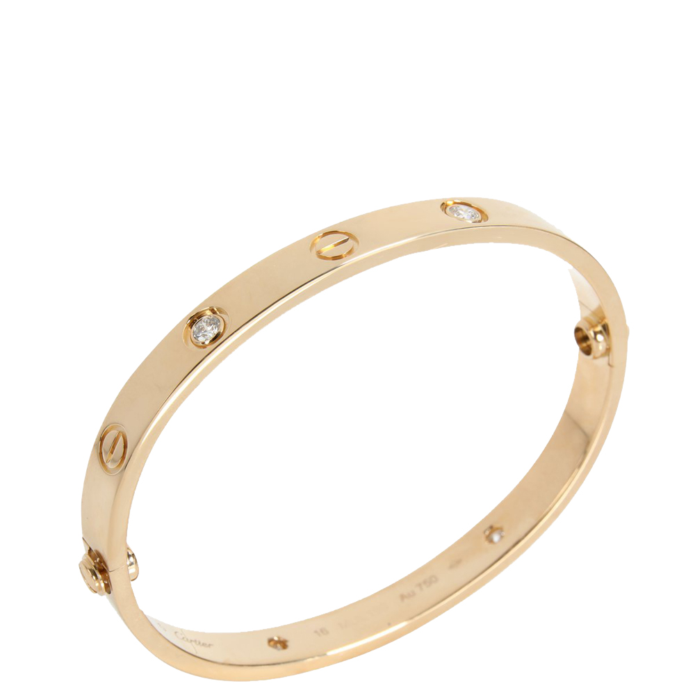 

Cartier Love 18K Yellow Gold 4 Diamond Bracelet 16