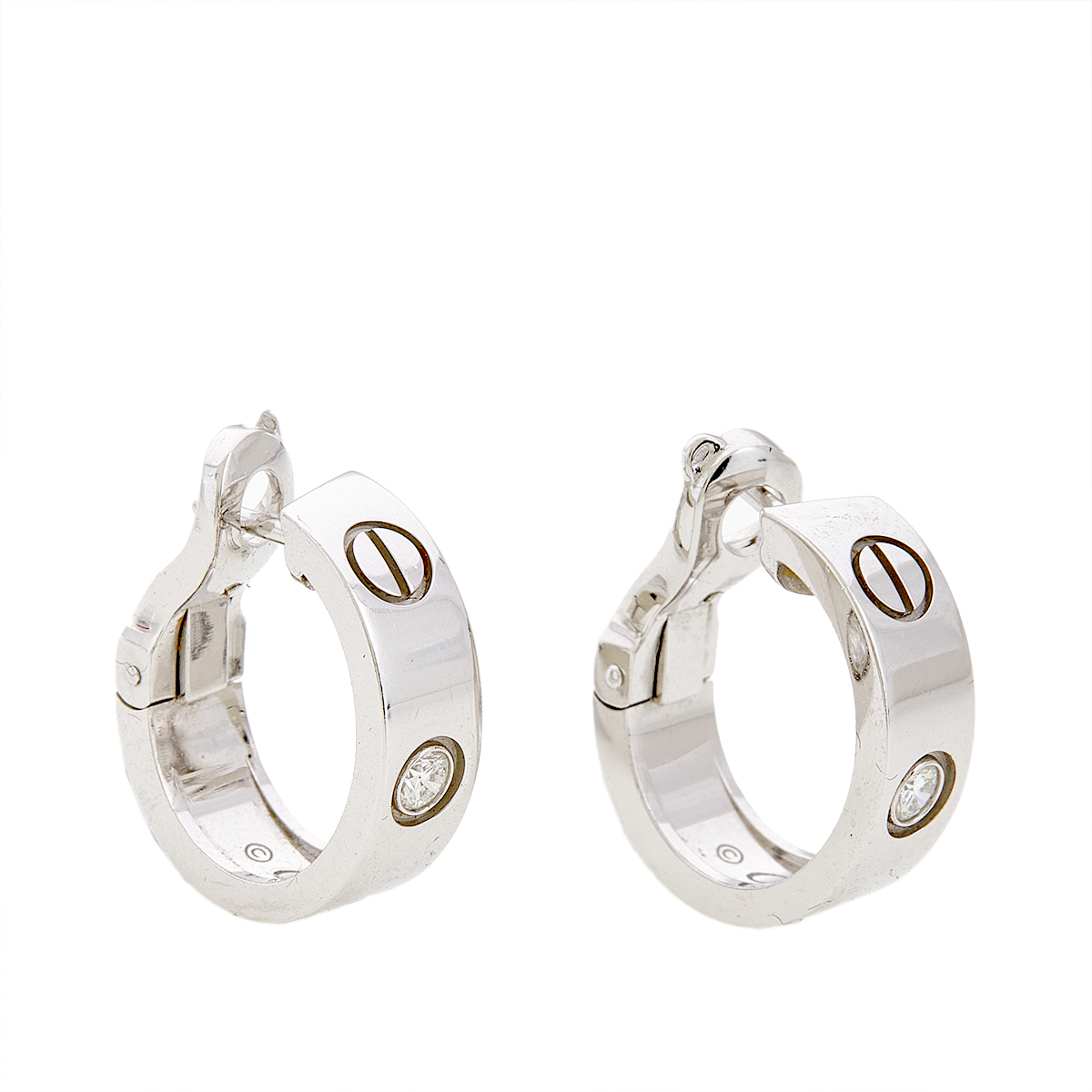 

Cartier Love Diamond 18K White Gold Hoop Earrings