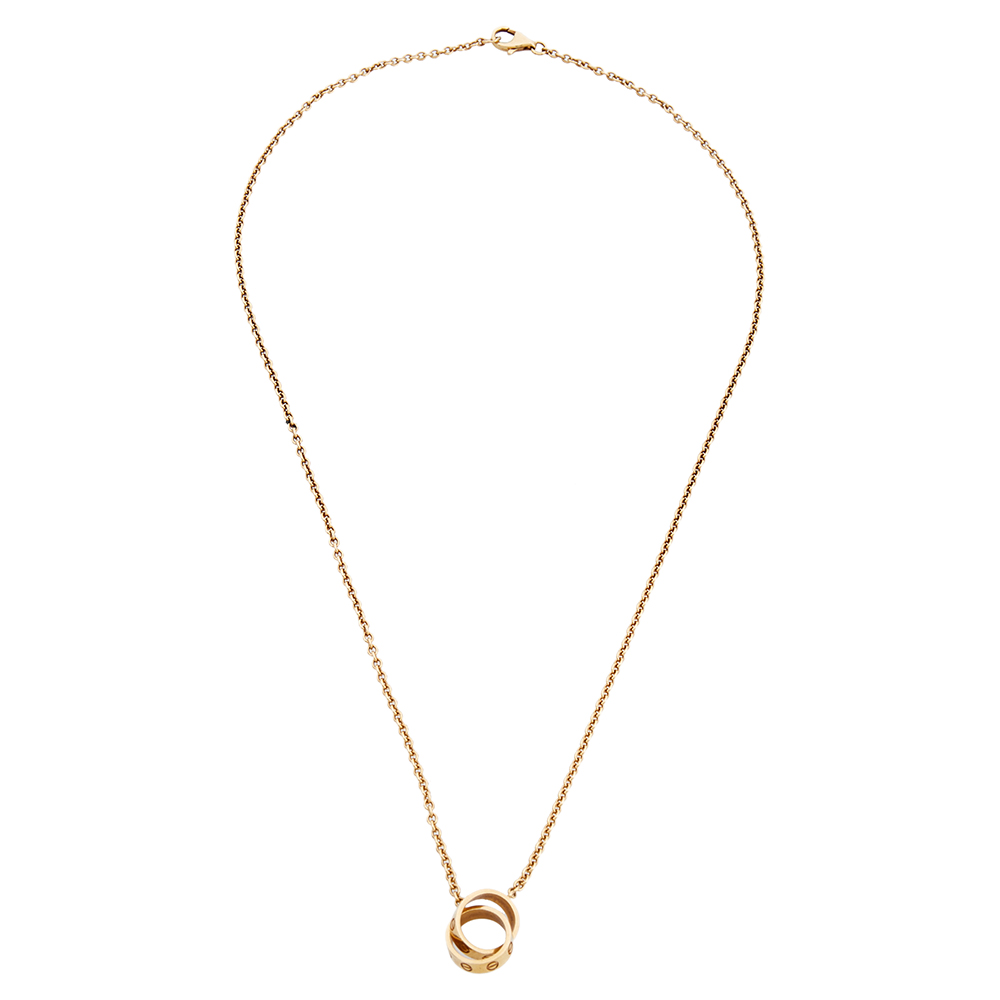 

Cartier Love Interlocking 2 Hoops 18K Yellow Gold Necklace