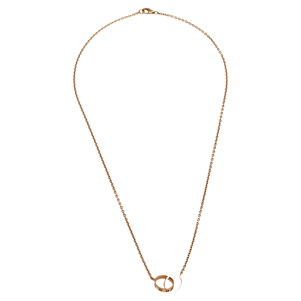 

Cartier Love Interlocking 2 Hoops 18K Rose Gold Necklace