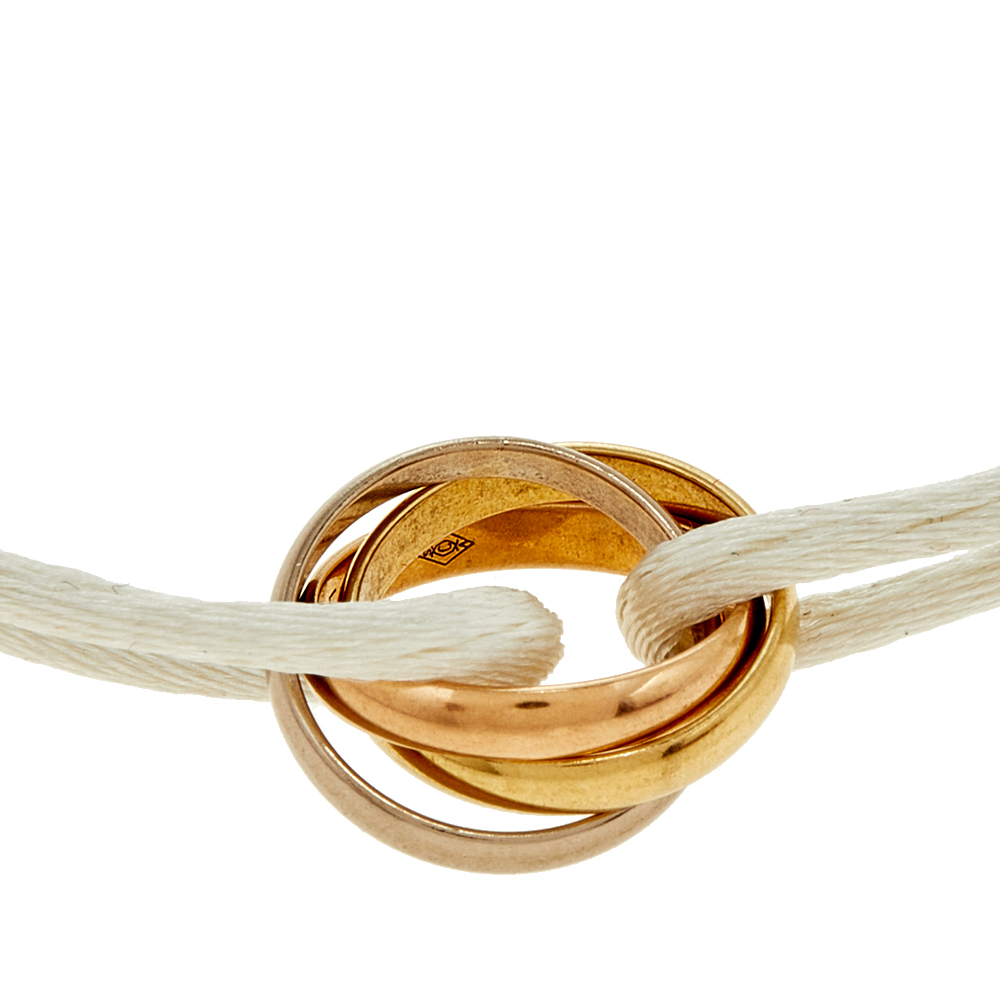

Cartier Trinity de Cartier 18K Three Tone Gold Adjustable White Cord Bracelet