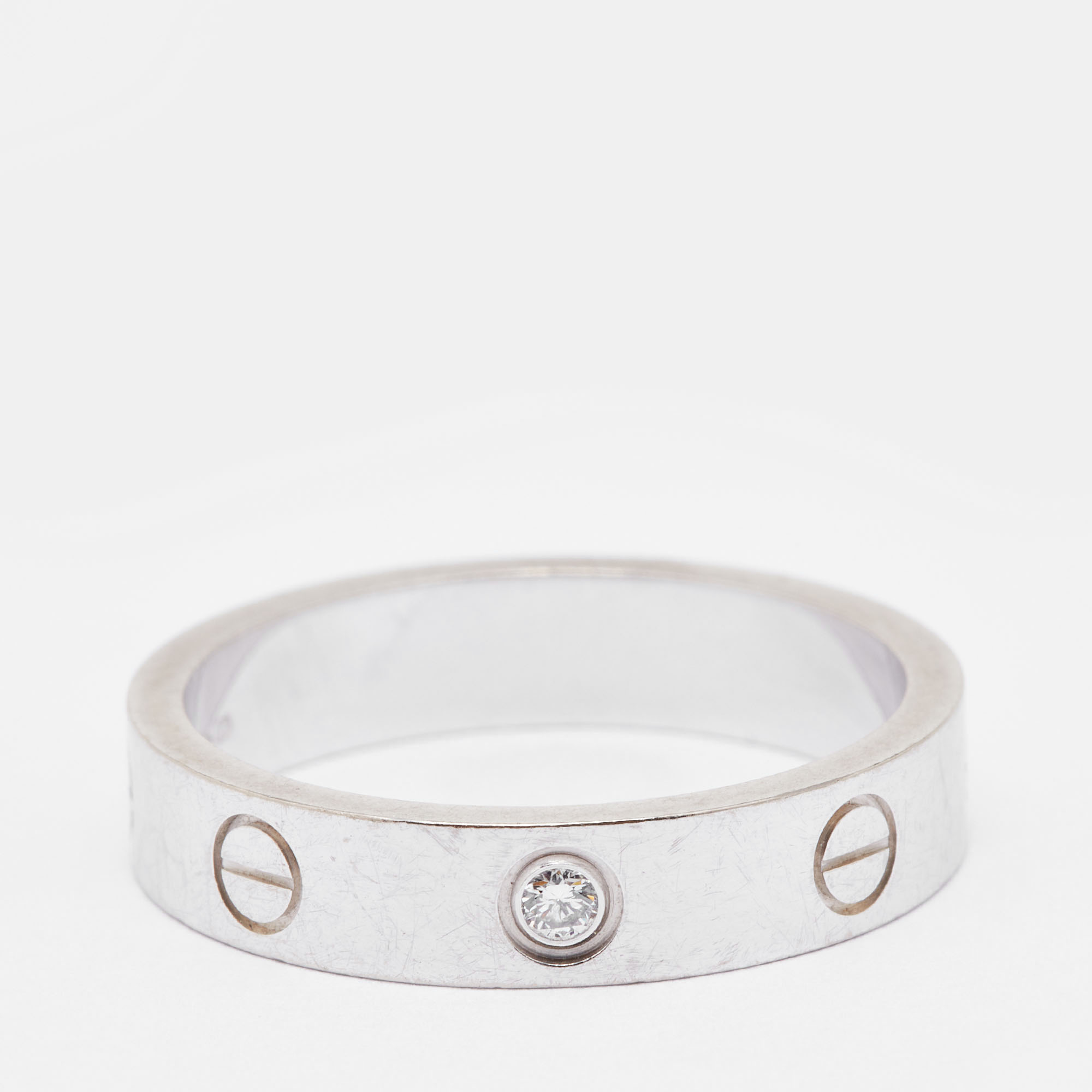 

Cartier Love 1 Diamond 18K White Gold Narrow Wedding Band Ring Size