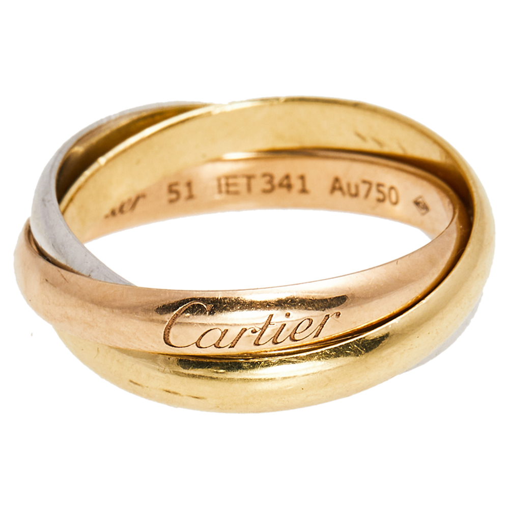 

Cartier Trinity 18K Three Tone Gold Rolling Band Ring Size