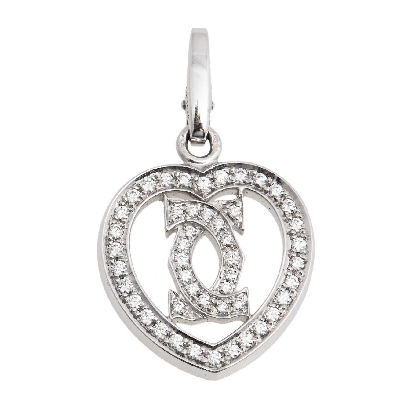 

Cartier CC Diamond Heart 18K White Gold Charm Pendant