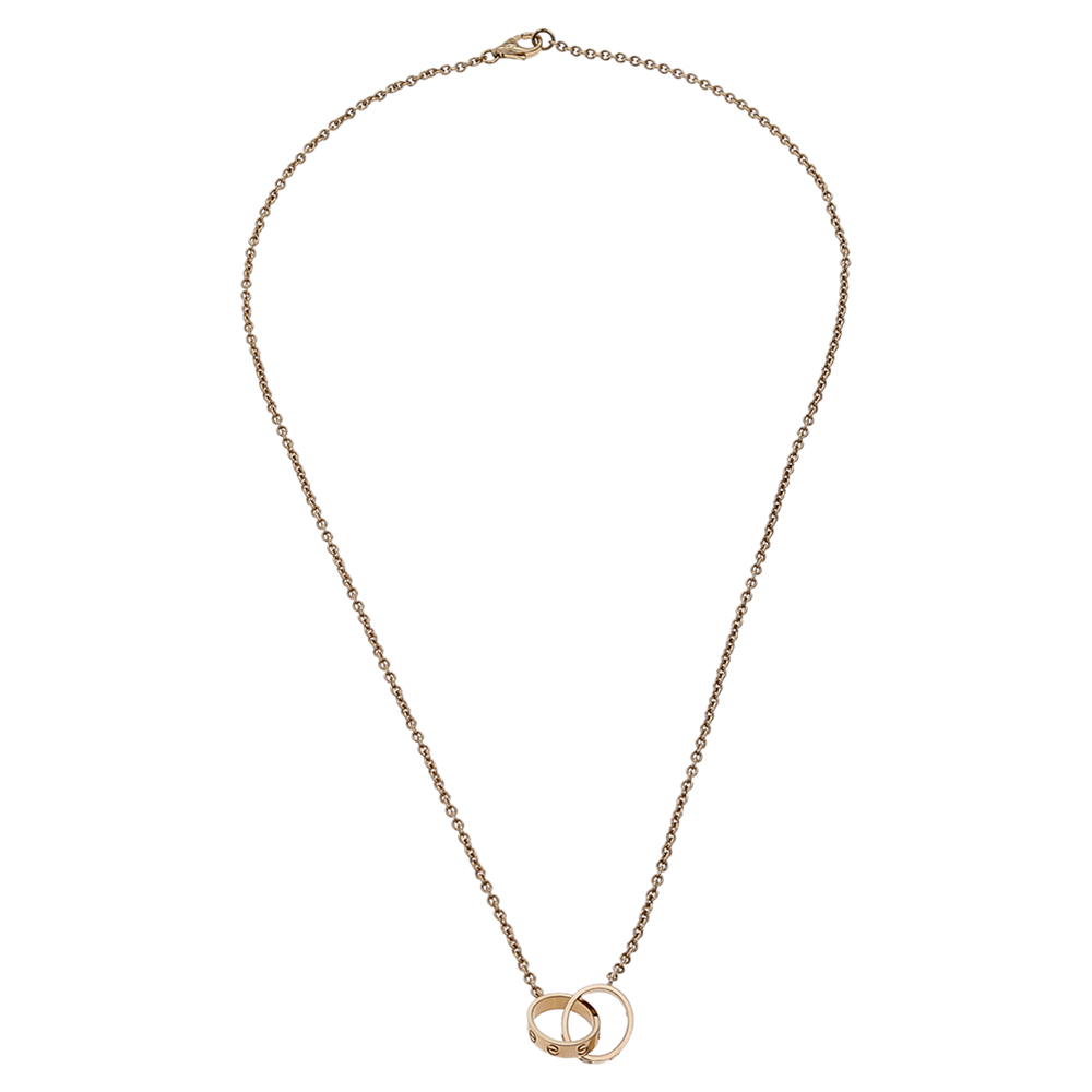 

Cartier Love Interlocking 2 Hoops 18K Rose Gold Necklace