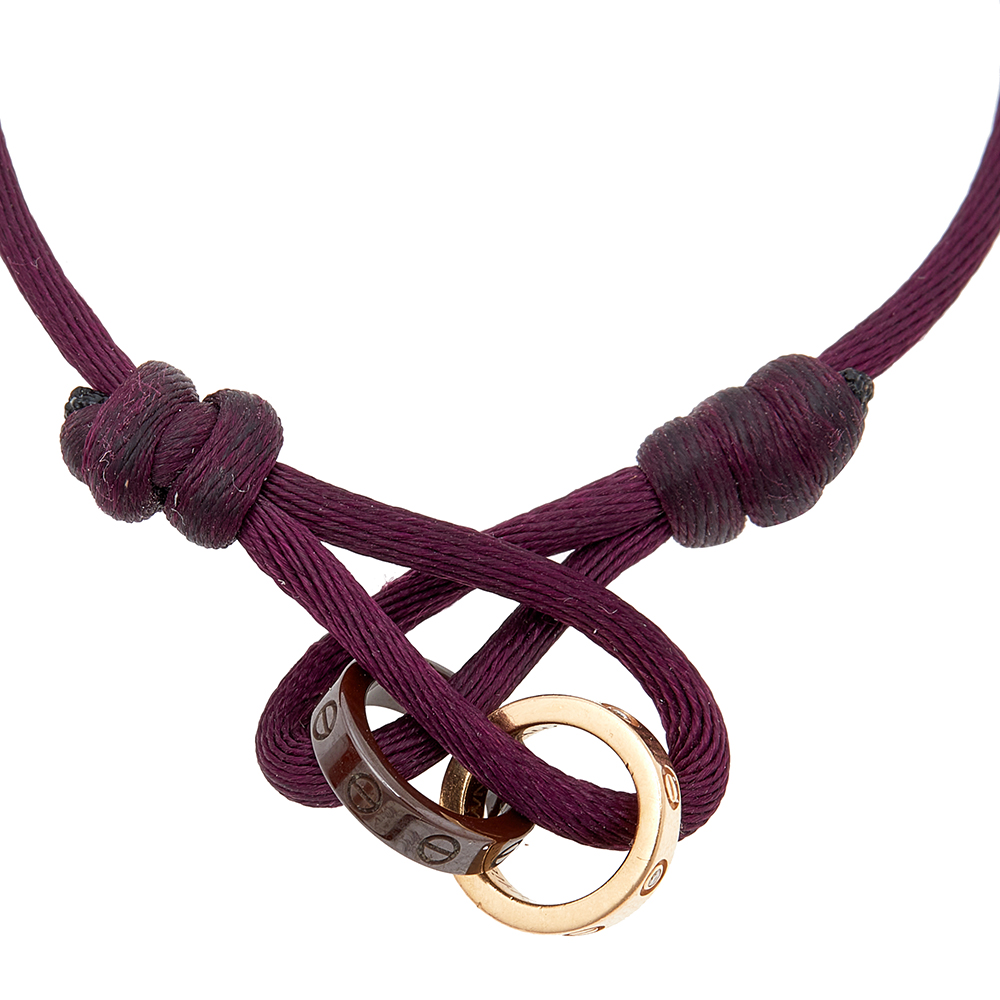 

Cartier Love Ceramic Diamond 18K Rose Gold Adjustable Violet Cord Bracelet