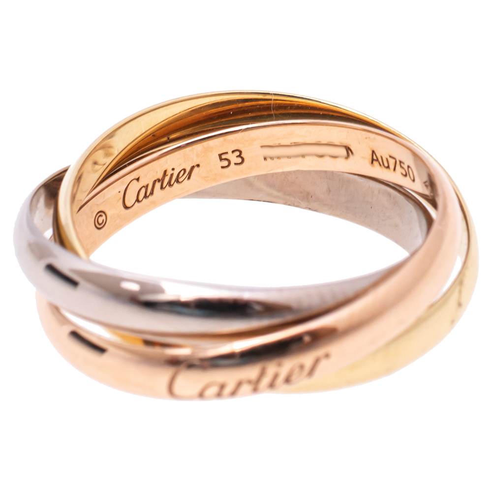

Cartier Trinity de Cartier 18K Three Tone Gold Rolling Ring Size