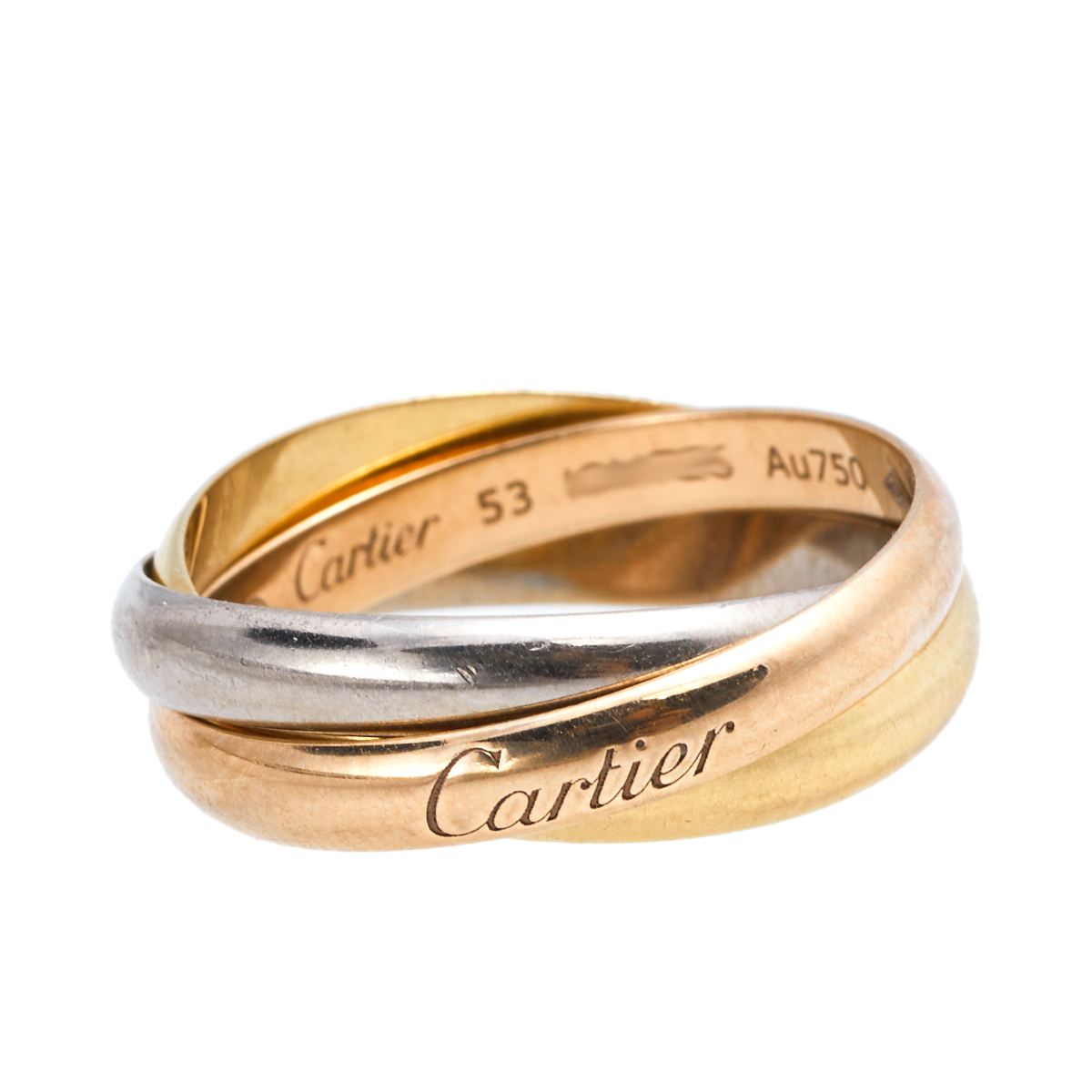 

Cartier Trinity de Cartier 18K Three Tone Gold Small Model Rolling Ring Size