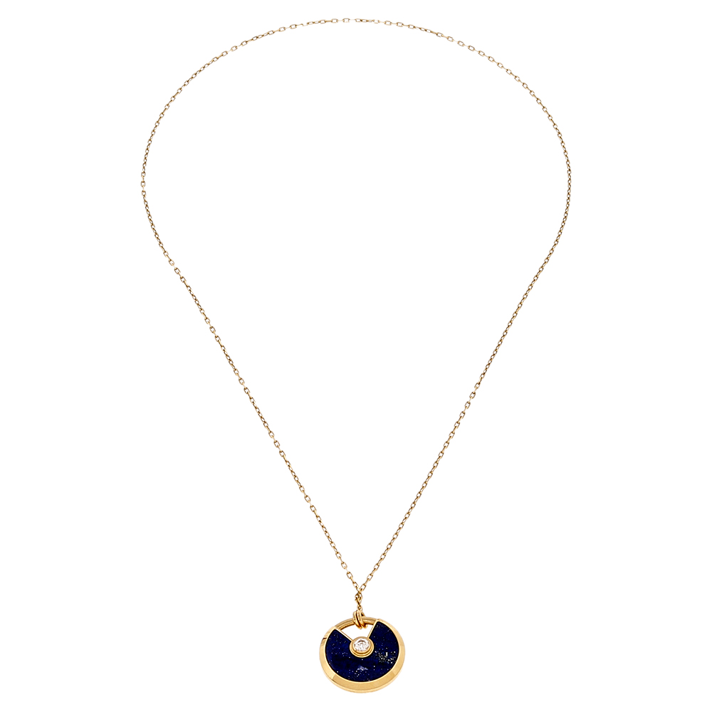 

Cartier Amulette De Cartier Diamond Lapis Lazuli 18K Yellow Gold Necklace SM