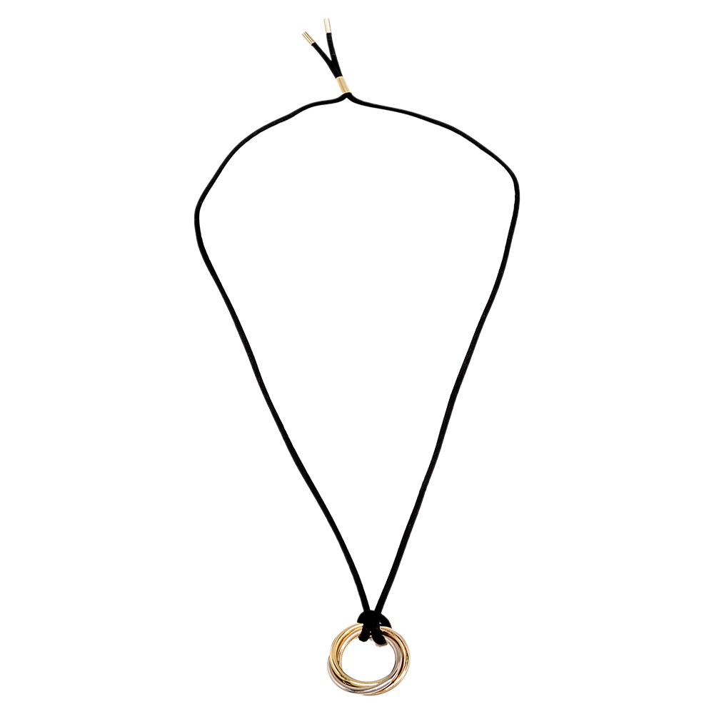

Cartier Trinity 18K Three Tone Gold Pendant Cord Necklace