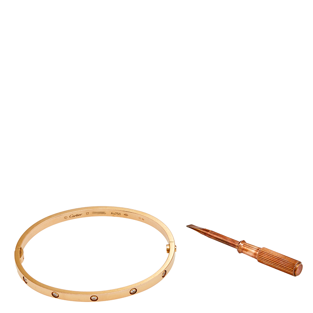 

Cartier Love 10 Diamond 18K Rose Gold Narrow SM Bracelet 17