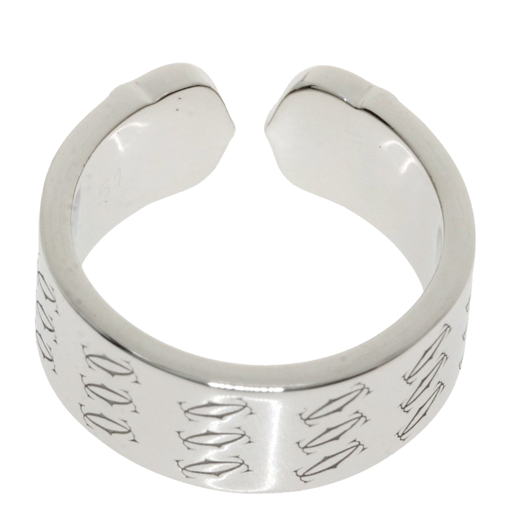 

Cartier Double C Limited Edition Engraved 18K White Gold Ring EU