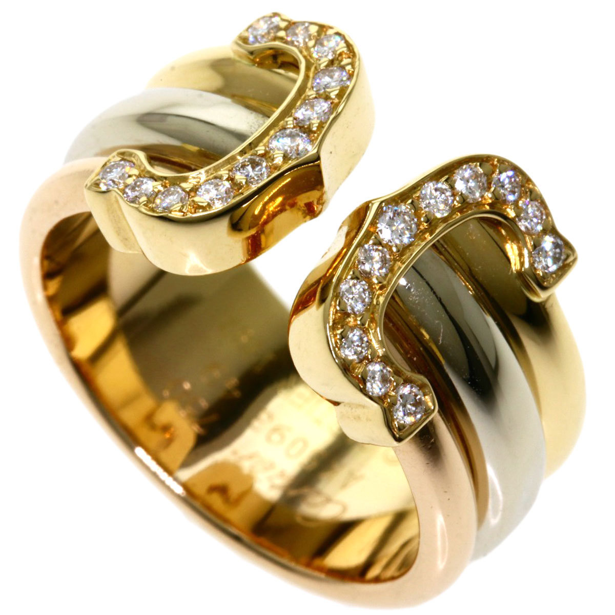 

Cartier Vintage Trinity C De Cartier 18K Yellow, Rose and White Gold Diamond Ring EU