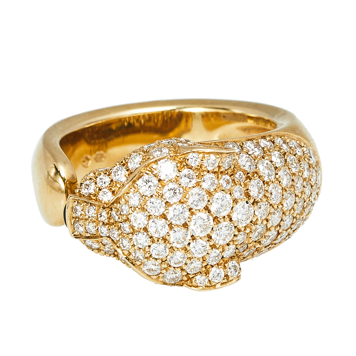 

Cartier Panthere De Cartier Diamond Emerald Onyx 18K Yellow Gold Ring Size