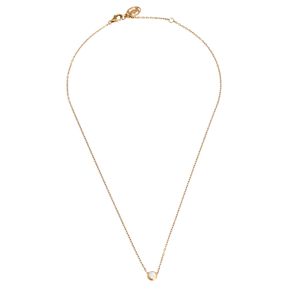 

Cartier Diamant Legers Diamond 18K Rose Gold Chain Necklace LM