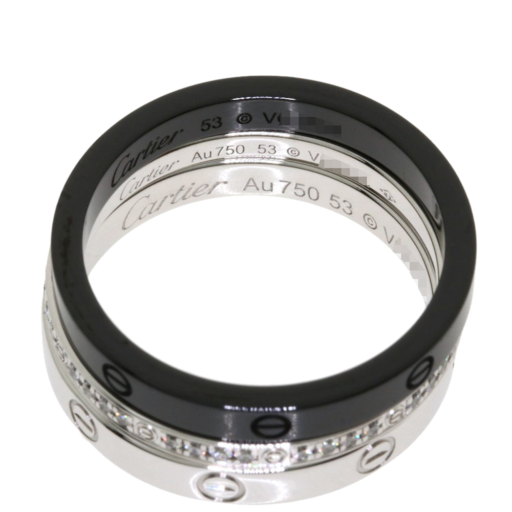 

Cartier Love Set 18K White Gold Diamond Ceramic Ring EU