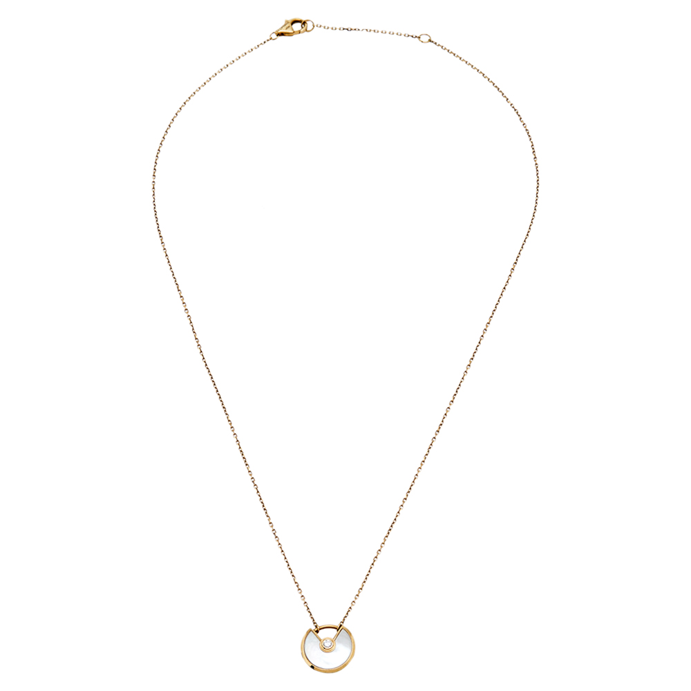 

Cartier Amulette de Cartier Mother of Pearl Diamond 18k Yellow Gold Pendant Necklace
