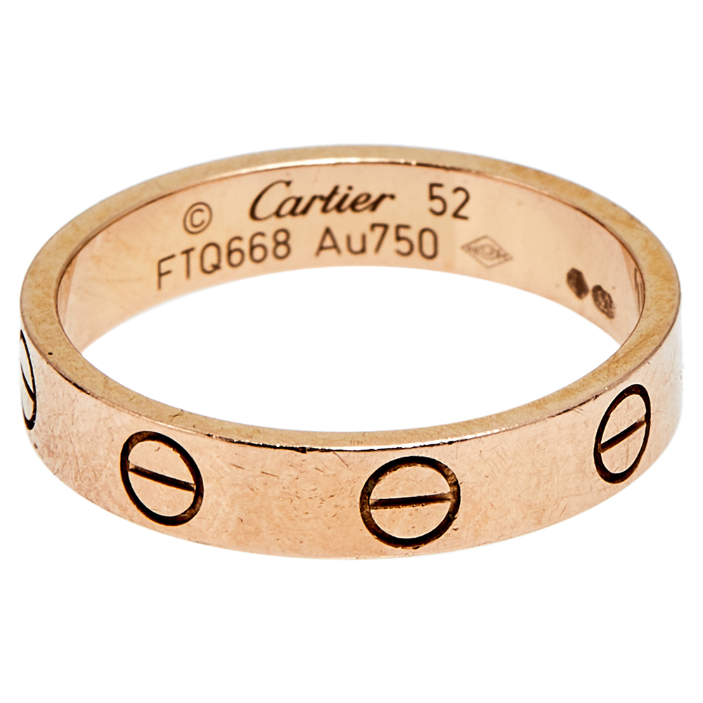 

Cartier Love 18K Rose Gold Narrow Wedding Band Ring Size EU 52