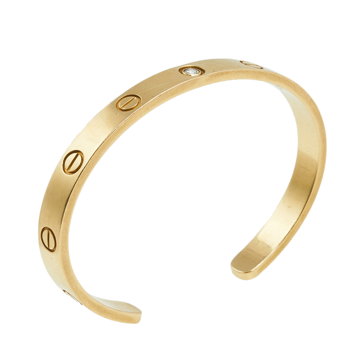 

Cartier Love Diamond 18k Yellow Gold Open Cuff Bracelet 17