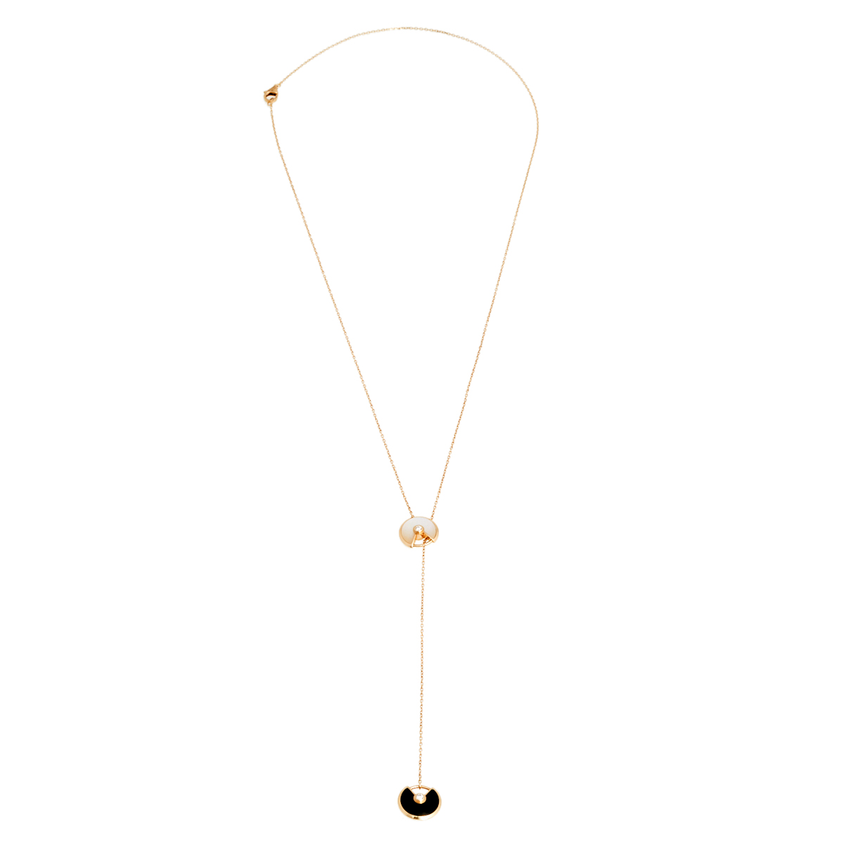 

Cartier Amulette de Cartier Diamond Onyx Mother of Pearl 18K Rose Gold Necklace