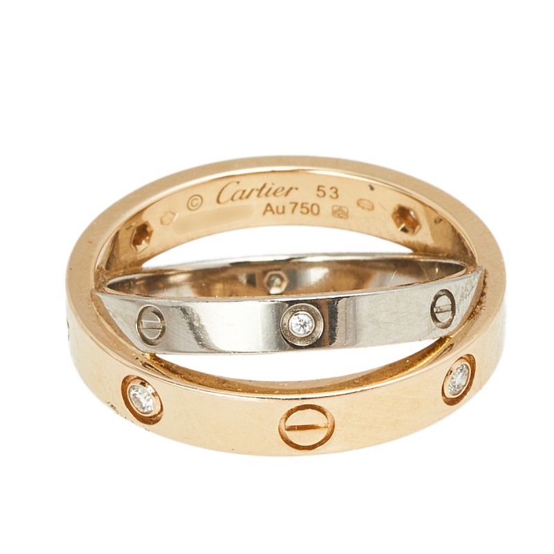 

Cartier Love 6 Diamond 18K Two Tone Gold Ring Size