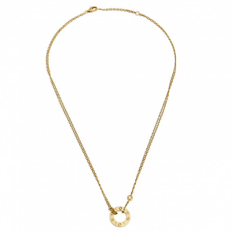 

Cartier Love Diamond & 18k Yellow Gold Double Chain Necklace