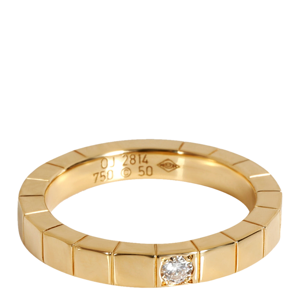 

Cartier 18k Yellow Gold 0.01 CTW Diamond Lanières Band Ring Size EU