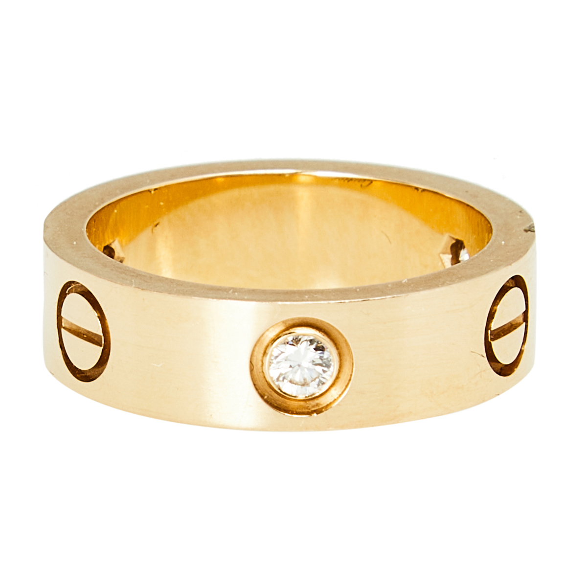 

Cartier Love 3 Diamonds 18k Rose Gold Band Ring Size