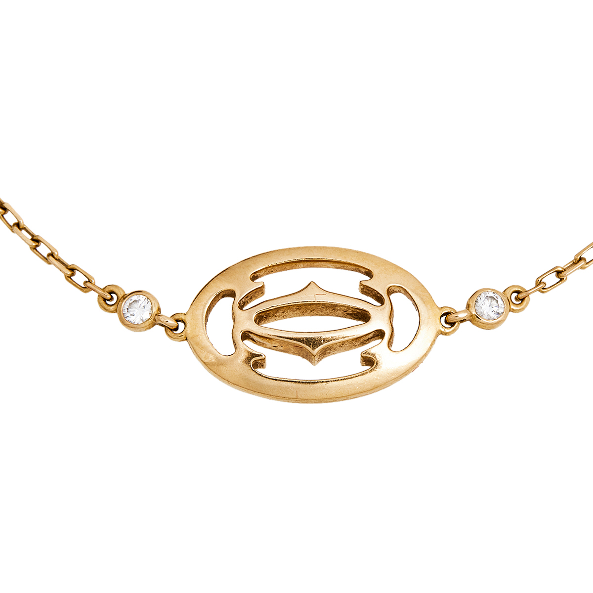 

Cartier Double C de Cartier Diamond 18k Rose Gold Logo Bracelet