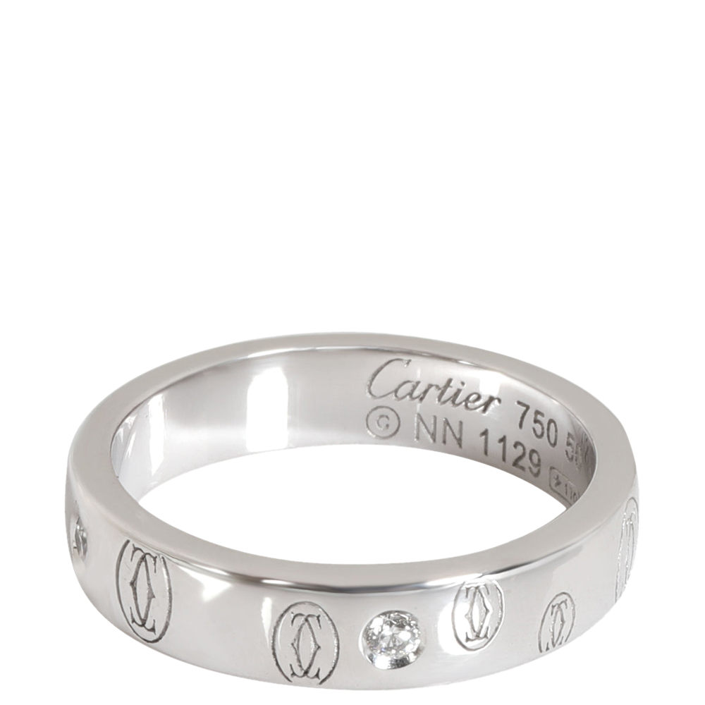

Cartier 18k White Gold Diamond 0.10 CTW Logo de Cartier Ring Size EU