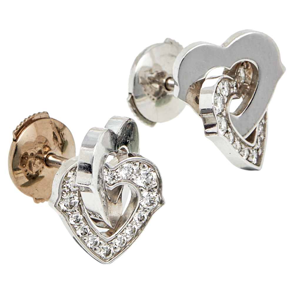 

Cartier C Hearts De Cartier 18k White Gold Stud Earrings