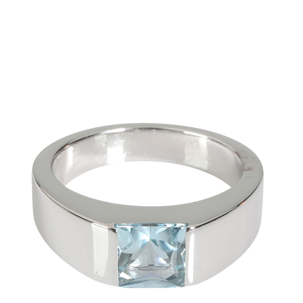 

Cartier 18k White Gold Aquamarine Tank Ring Size EU