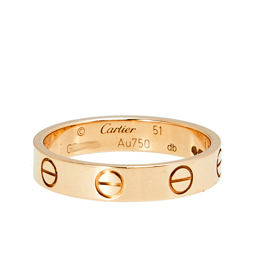 

Cartier Love 18K Rose Gold Narrow Wedding Band Ring Size