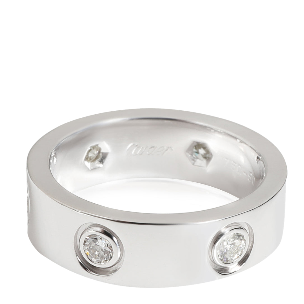 

Cartier Love 18K White Gold Diamond Ring EU 50