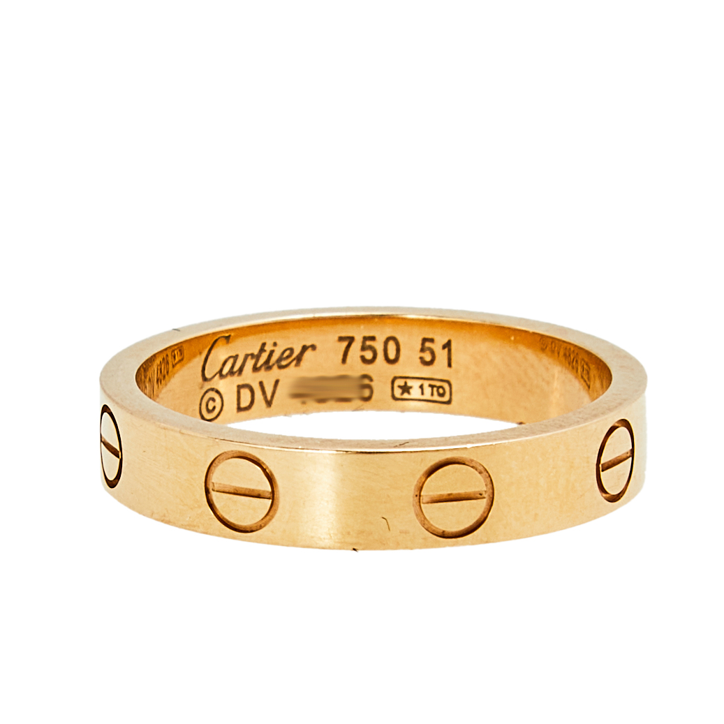 

Cartier Love 18K Rose Gold Narrow Wedding Band Ring Size