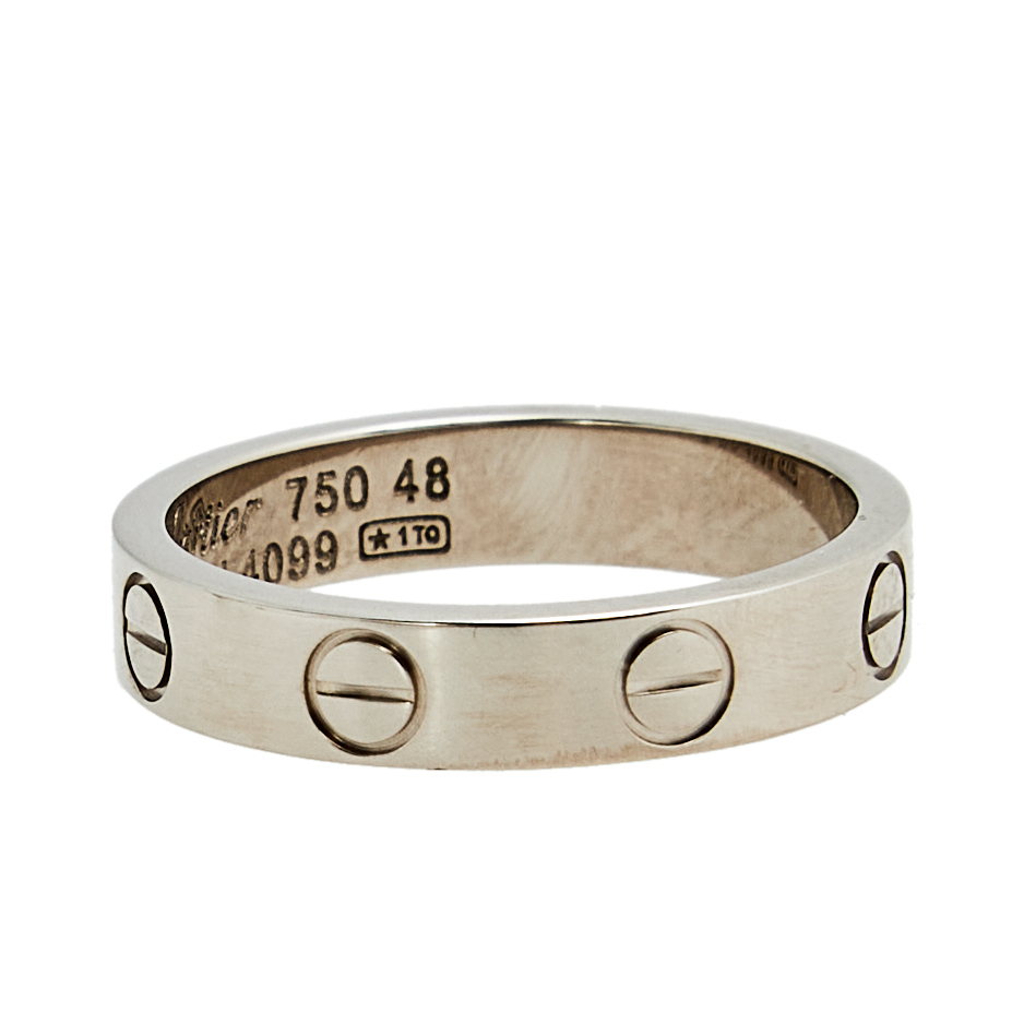 

Cartier Love 18k White Gold Narrow Wedding Band Ring Size