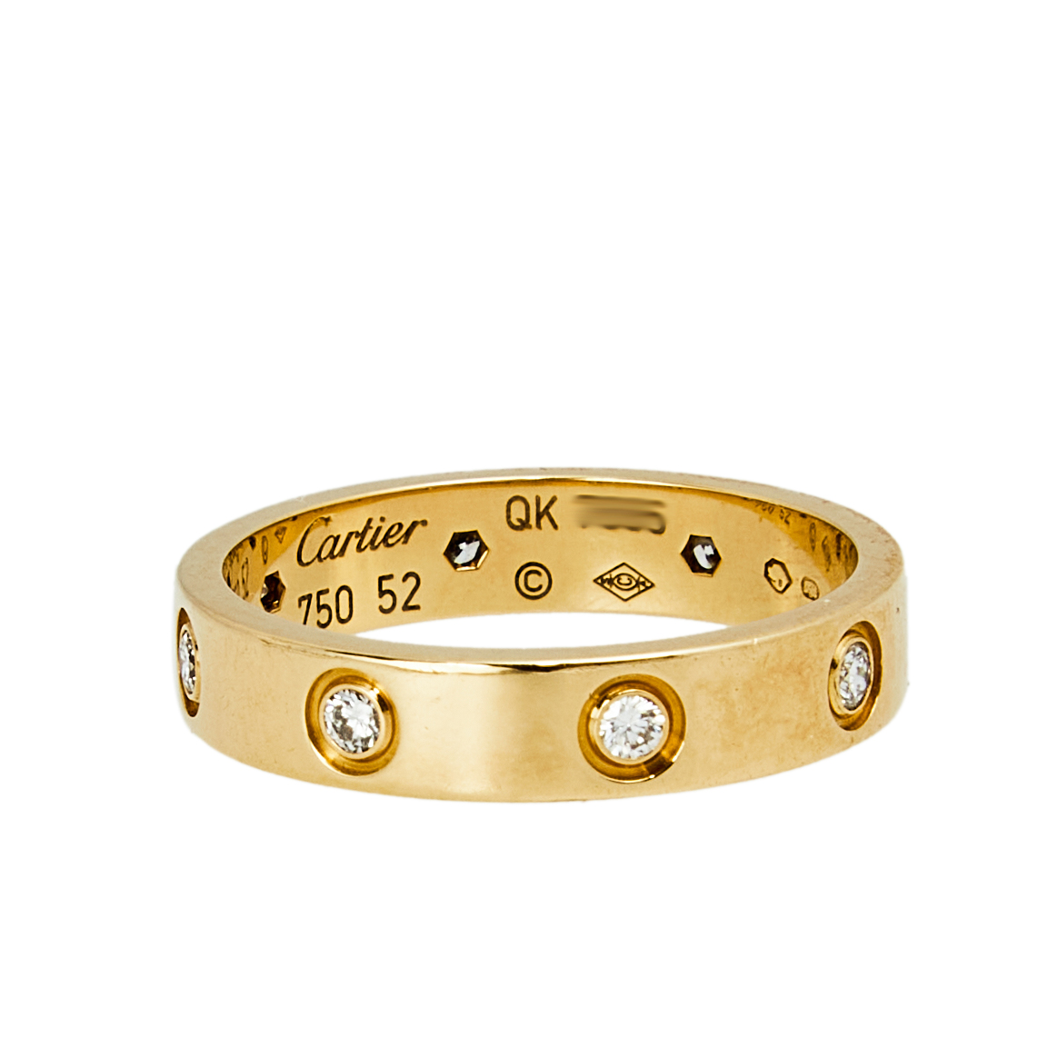 

Cartier Love 8 Diamonds 18k Yellow Gold Band Ring Size