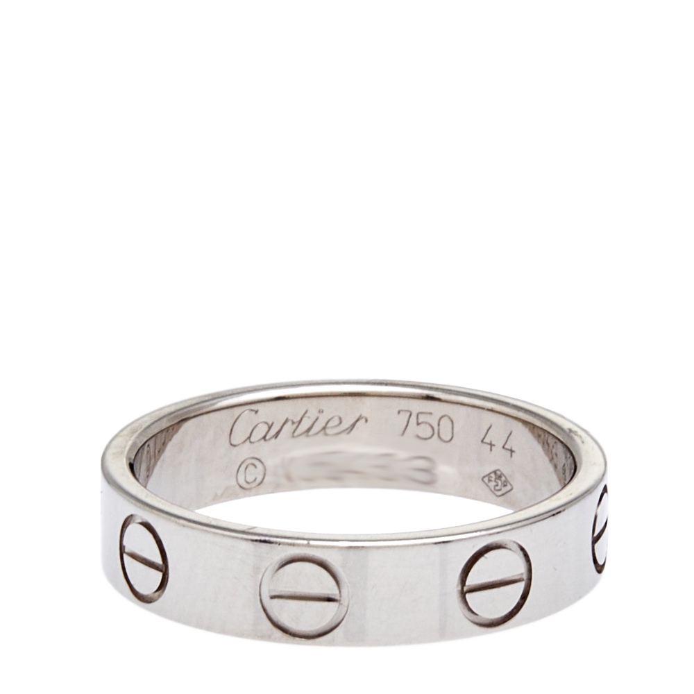 

Cartier Love 18k White Gold Narrow Wedding Band Ring Size